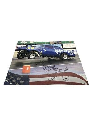 Blew By You 1956 Chevy Gasser Drag Racing Color Photo Card Autographed 9x11